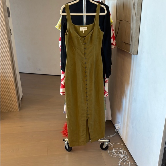 Olive Green Button-Down Midi Dress - Picture 1 of 1